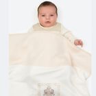 White & Beige Teddy Bear Logo Baby Blanket, 1, hi-res