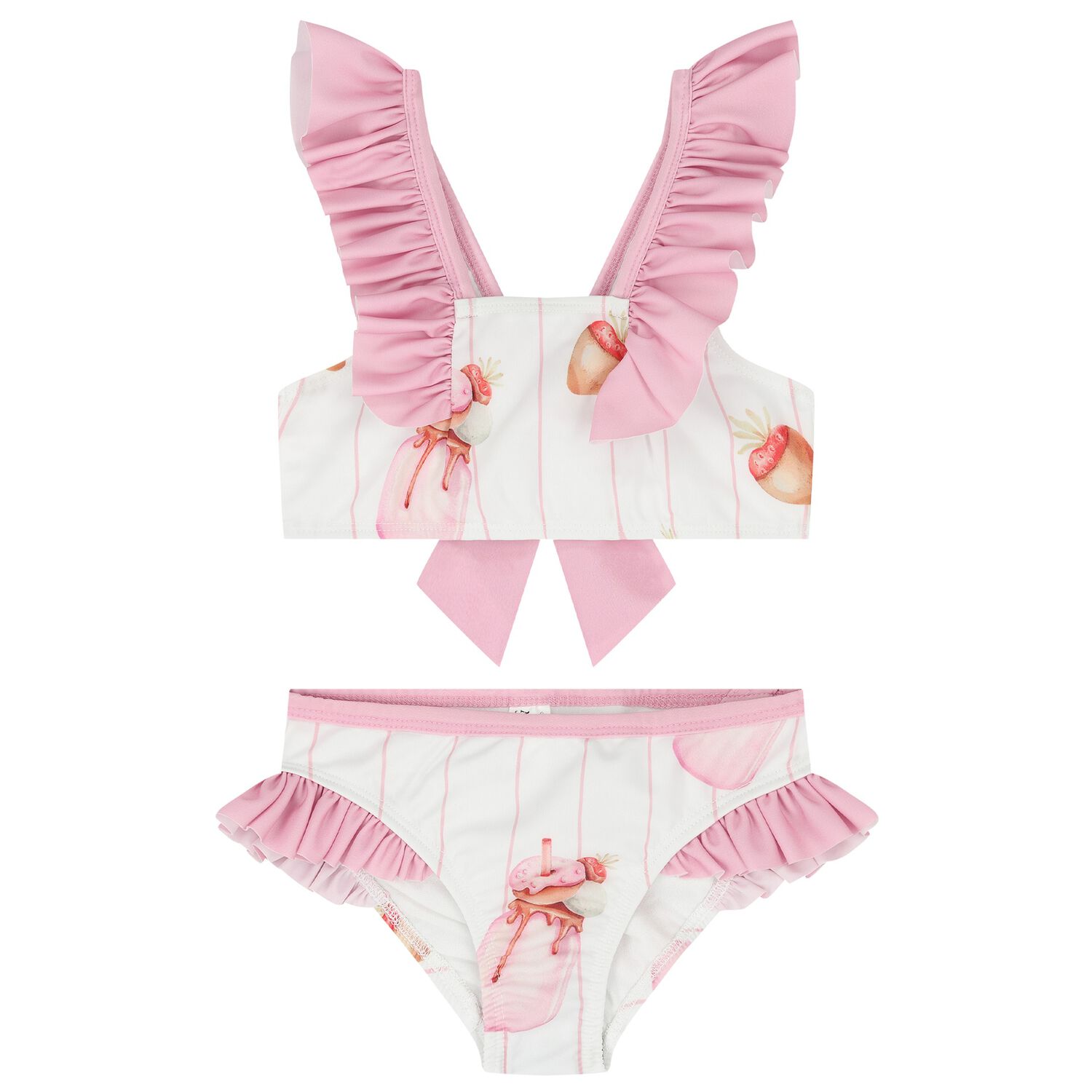 Girls White & Pink Milk Shake Bikini, 3, hi-res