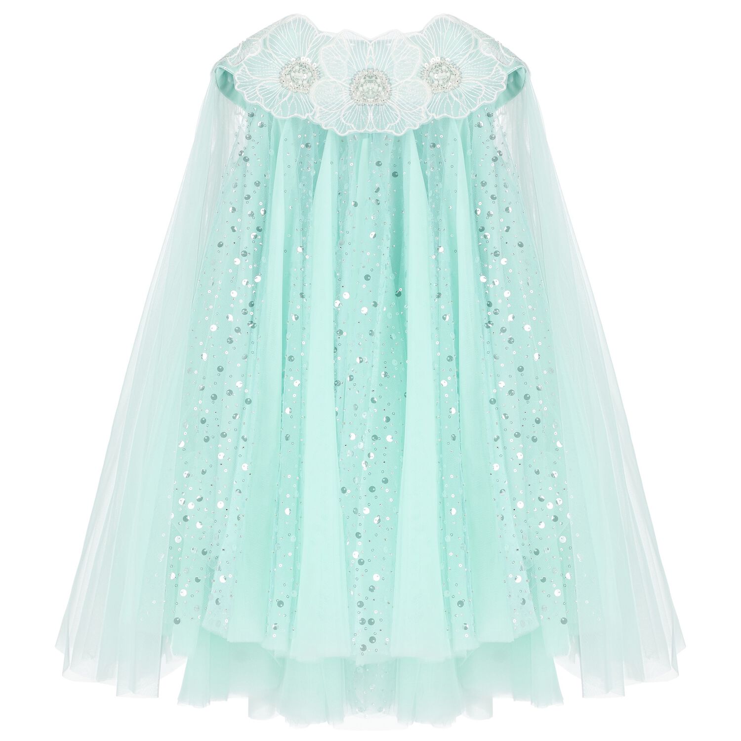 Girls Green Sequin Tulle Dress, 1, hi-res image number null