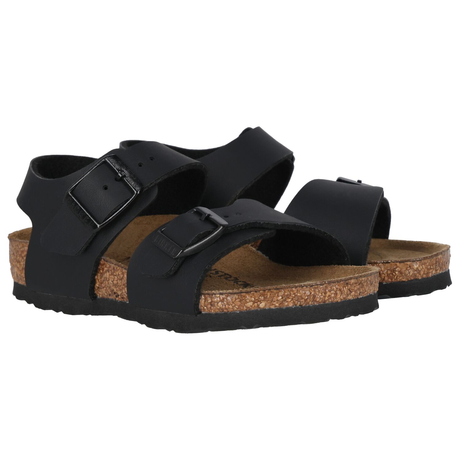 Younger Black Faux Leather Sandals, 1, hi-res image number null