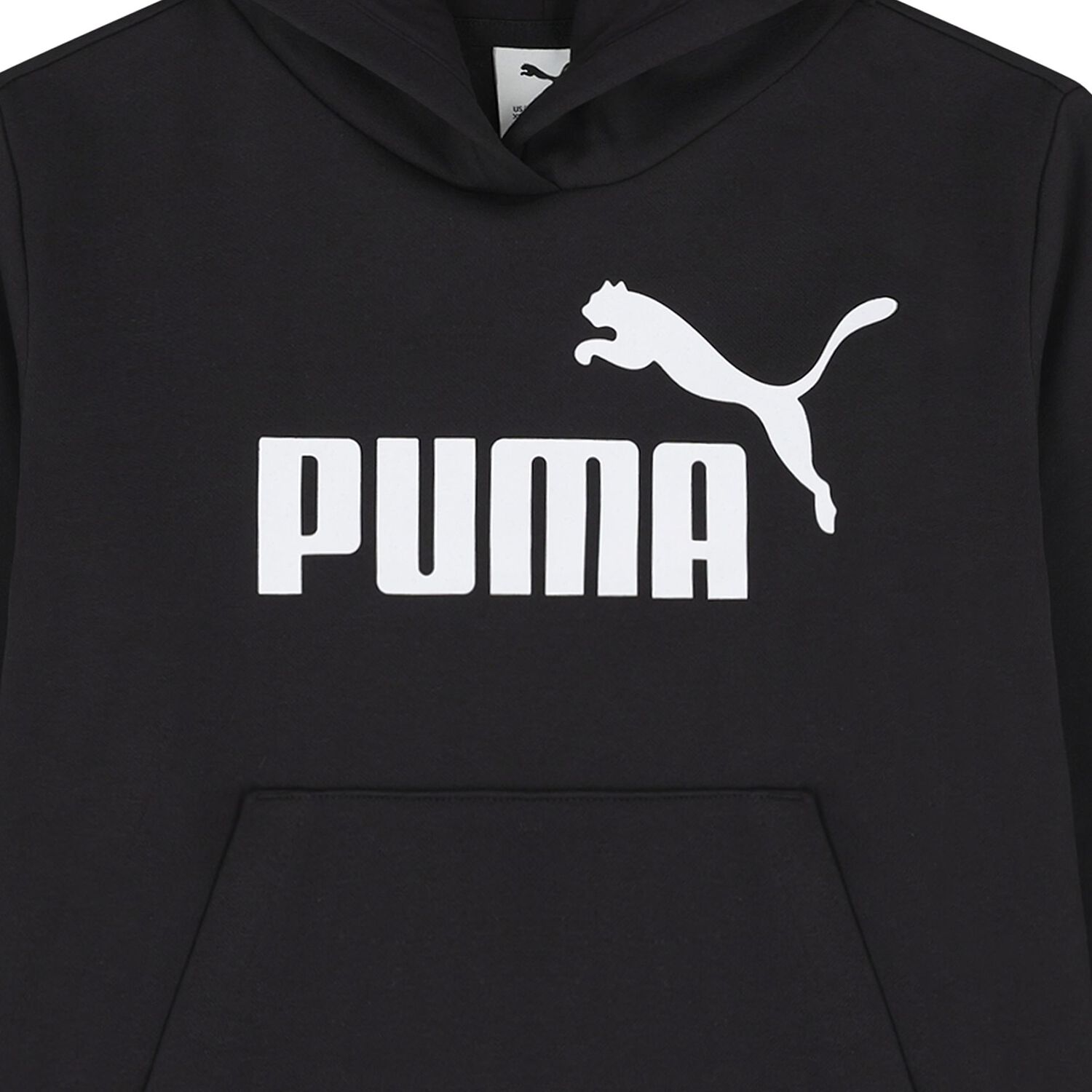 Girls Black Logo Hooded Top, 1, hi-res