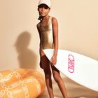 Girls Ivory & Gold Logo Cap, 1, hi-res