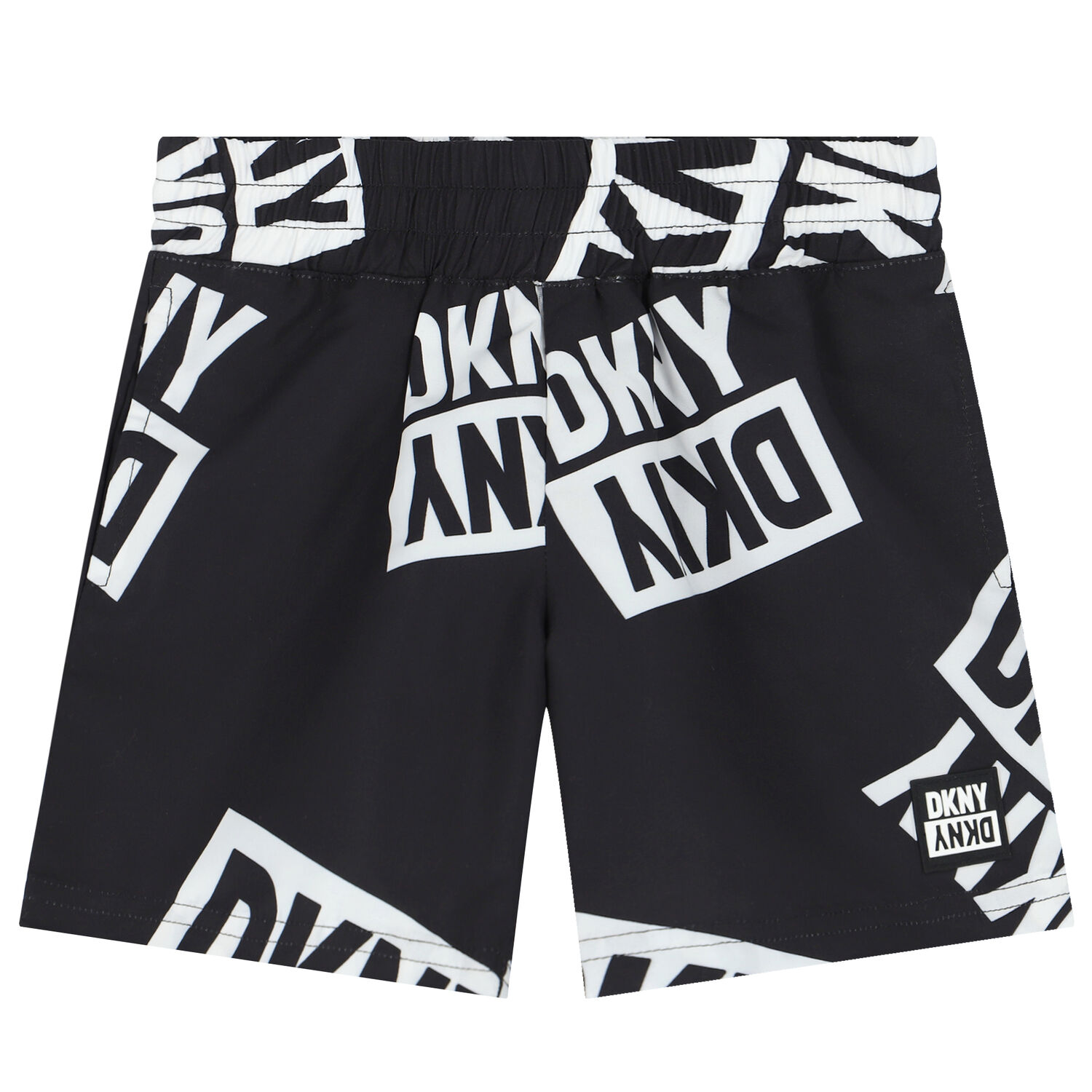 Boys Black & White Logo Swim Shorts, 1, hi-res image number null