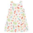 Girls White Fruit Dress, 1, hi-res