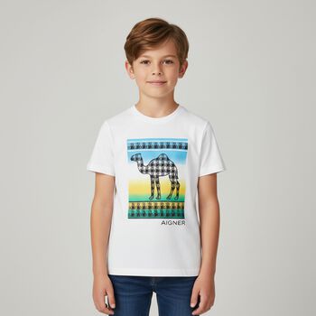 Boys White Boys White Camel Logo T-Shirt
