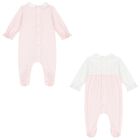 Baby Girls White & Pink Babygrows ( 2-Pack ), 2, hi-res