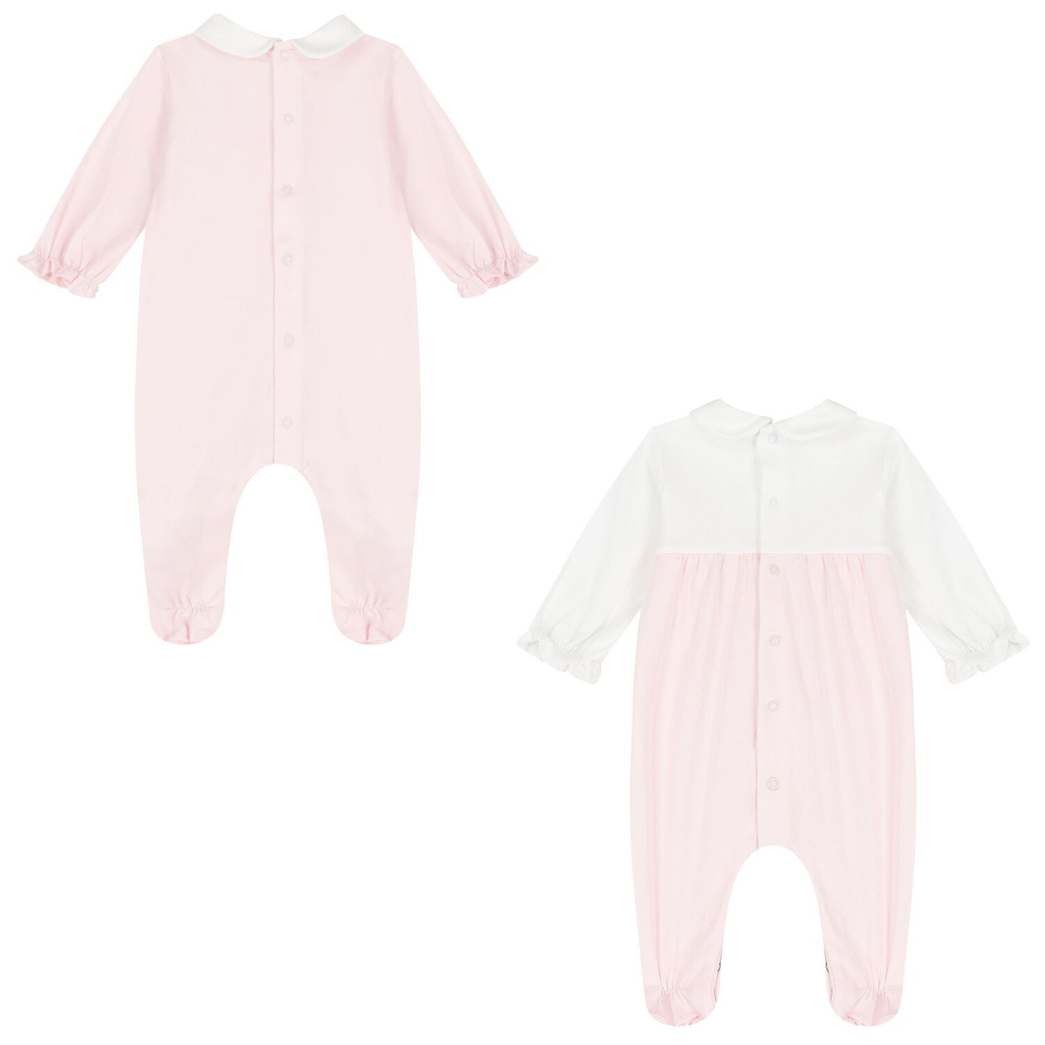 Baby Girls White & Pink Babygrows ( 2-Pack ), 2, hi-res