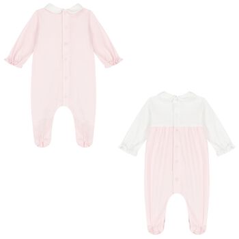 Baby Girls White & Pink Babygrows ( 2-Pack )