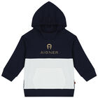 Younger Boys Navy Blue & White Logo Tracksuit, 1, hi-res