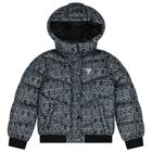 Boys Black & Green Logo Padded Puffer Jacket, 1, hi-res