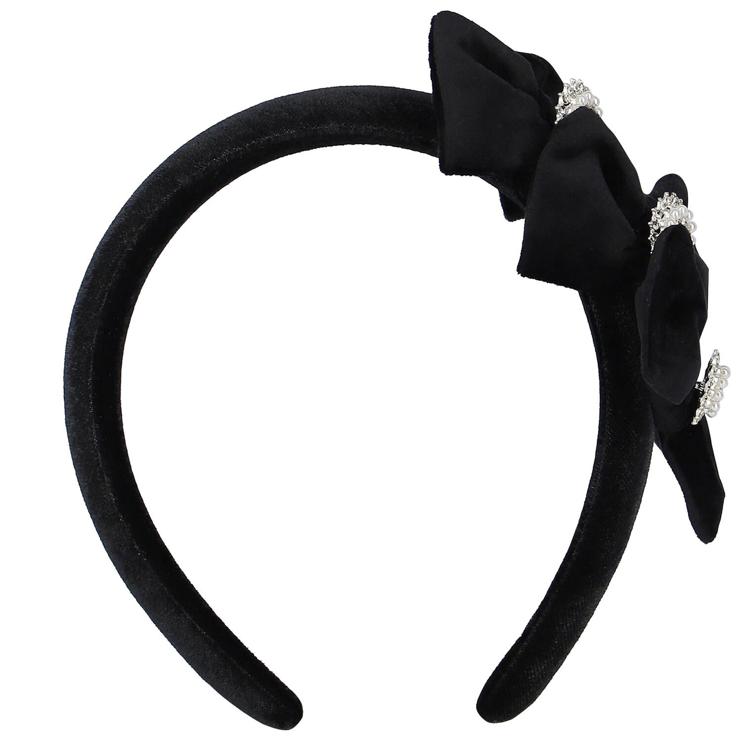 Girls Black Flower Headband, 1, hi-res image number null