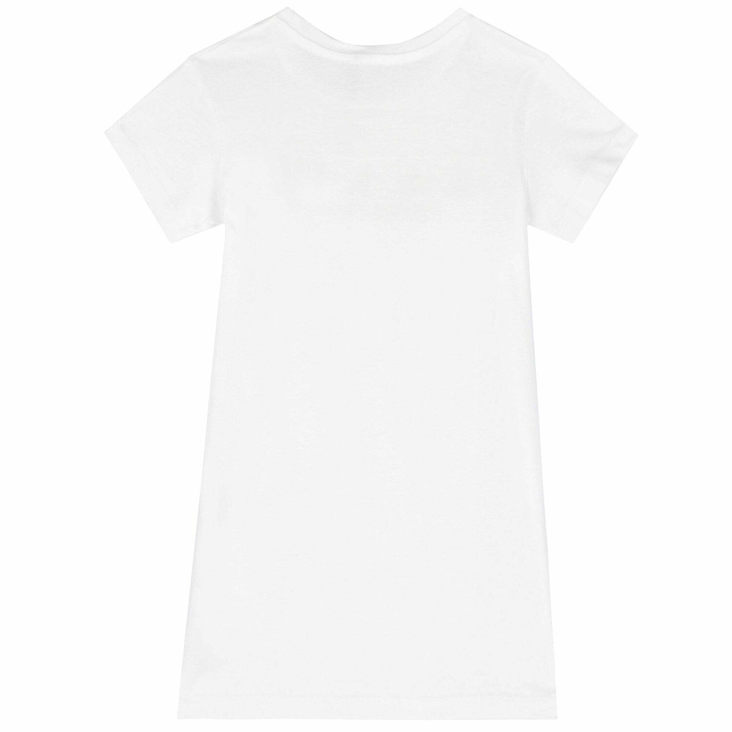 Girls White & Gold Logo Dress, 3, hi-res