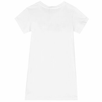 Girls White & Gold Logo Dress