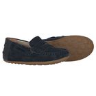 Boys Navy Blue Moccasins, 1, hi-res