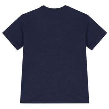 Boys Navy Cotton Polo Logo T-Shirt