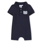 Baby Boys Navy Blue Logo Romper, 3, hi-res