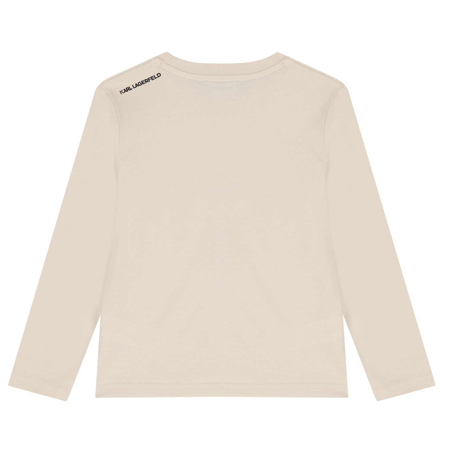 Boys Beige Ikonik Karl Long Sleeve Top , 2, hi-res