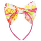 Girls White & Pink Bow Headband, 1, hi-res
