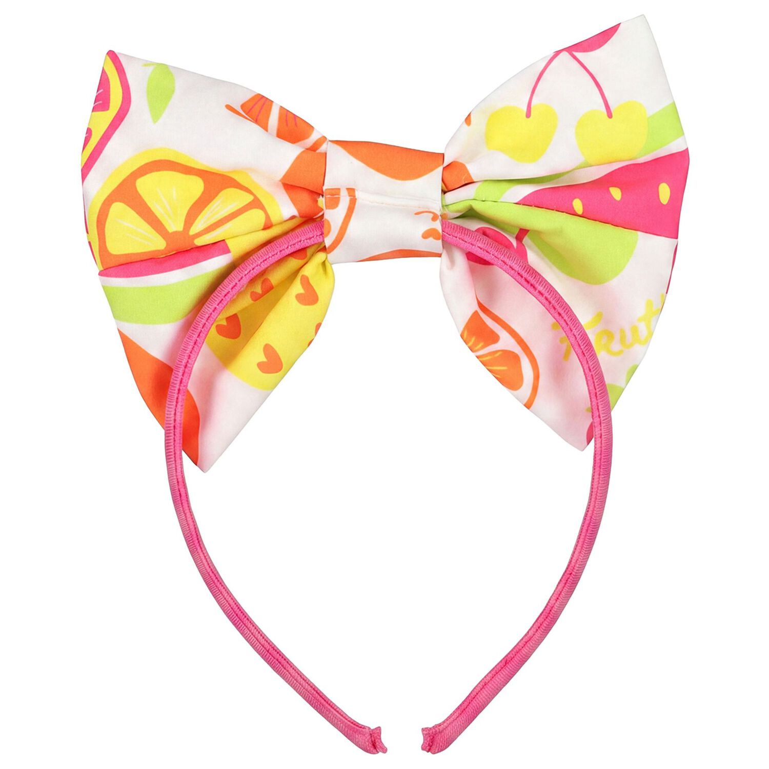 Girls White & Pink Bow Headband, 1, hi-res