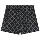 Girls Black Chain Logo Shorts, 1, hi-res