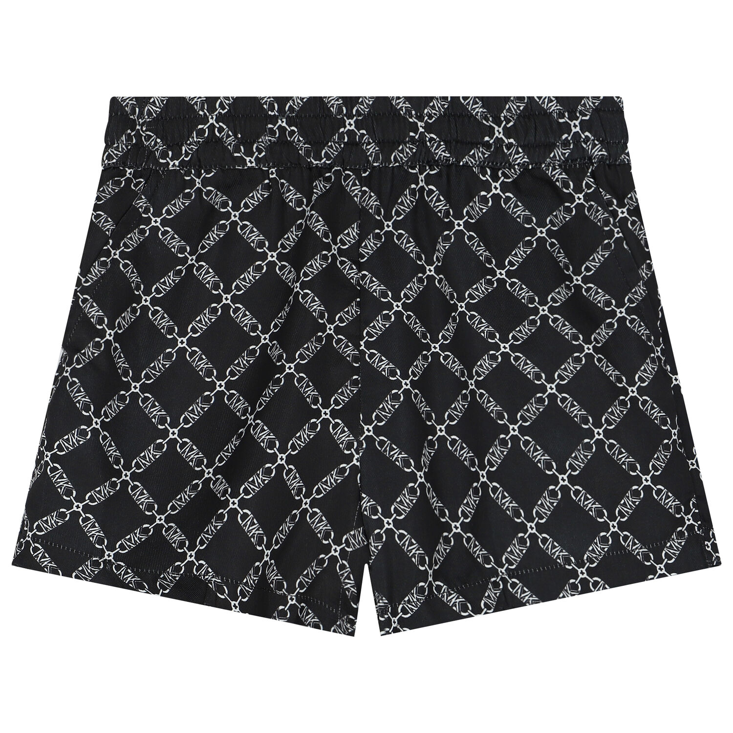 Girls Black Chain Logo Shorts, 1, hi-res