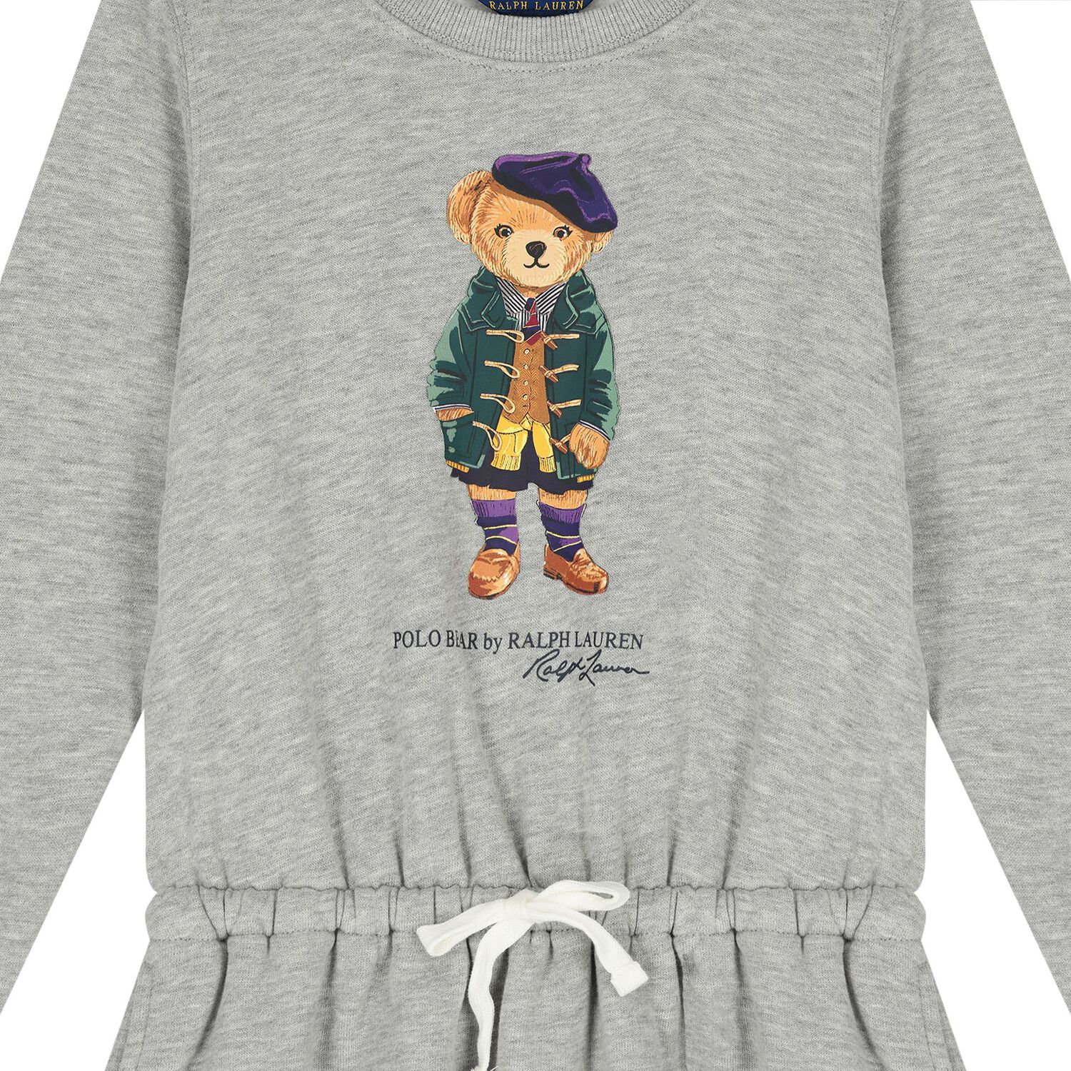 Girls Grey Polo Bear Dress, 1, hi-res image number null