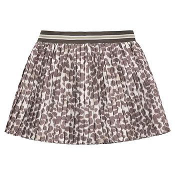 Girls Beige & Ivory Pleated Skirt