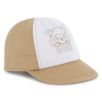 Baby Boys White & Beige Logo Cap