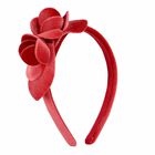 Girls Red Floral Headband, 1, hi-res