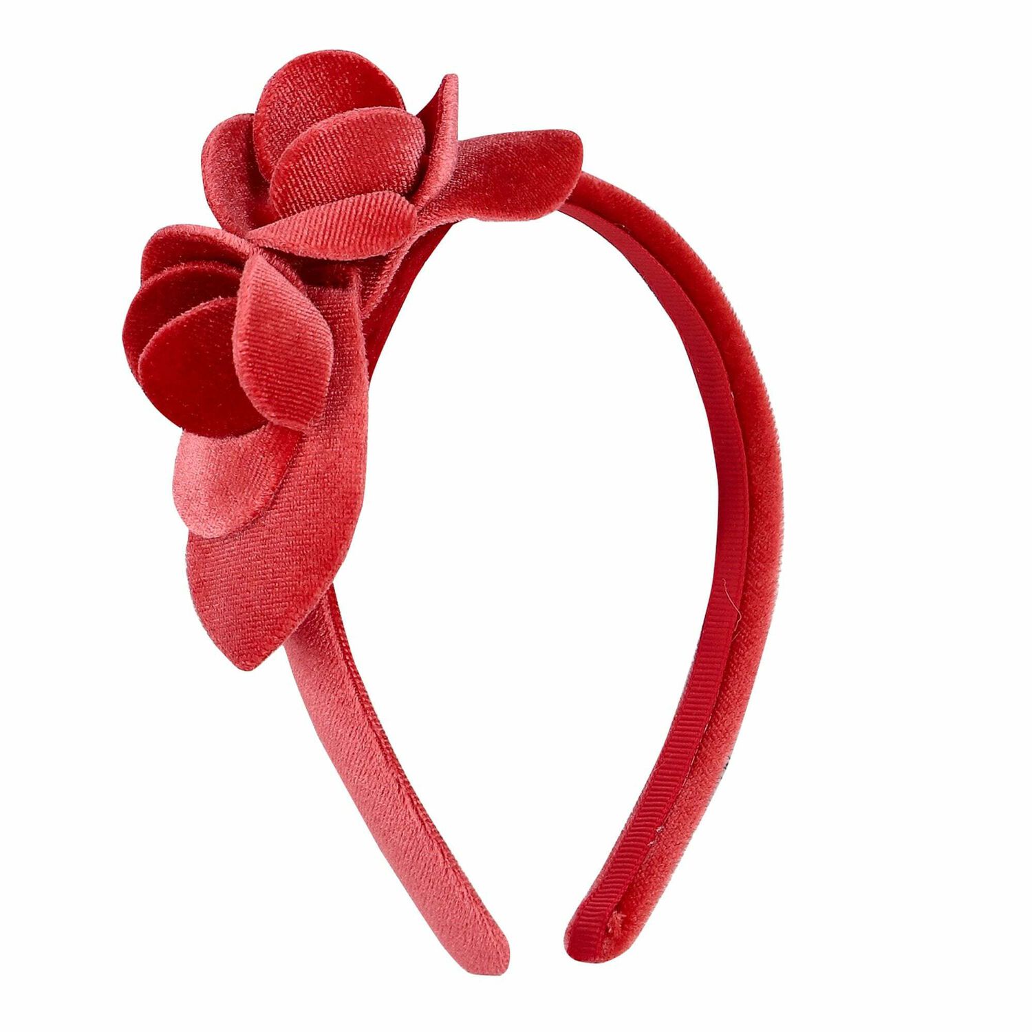 Girls Red Floral Headband, 1, hi-res