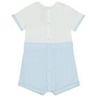 Baby Boys Blue & White Gingham Dungaree Romper, 1, hi-res