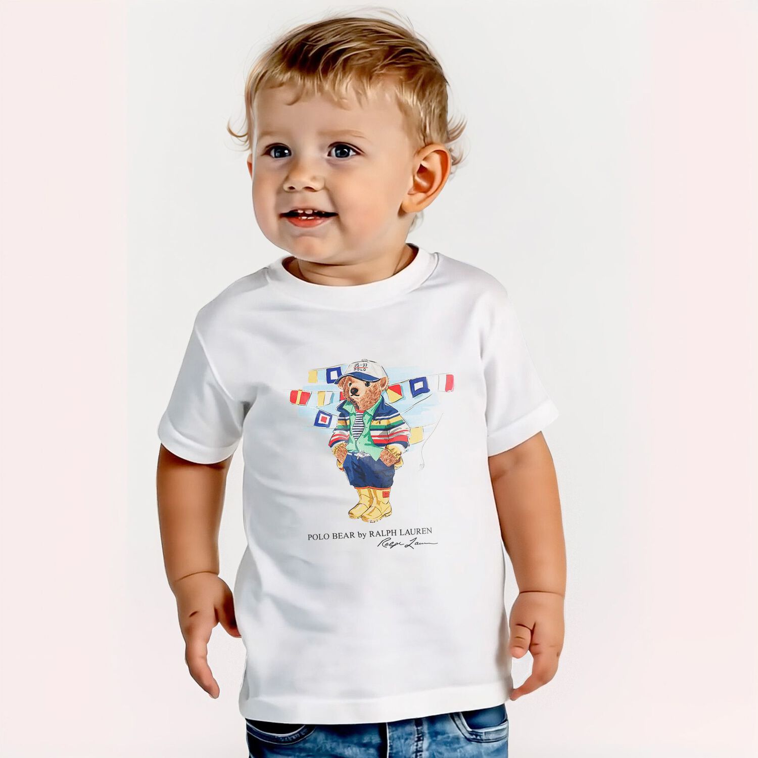 Baby Boys White Logo Polo Bear T-Shirt, 1, hi-res