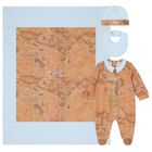 Baby Boys Beige & Blue Geo Map Babygrow Gift Set, 1, hi-res