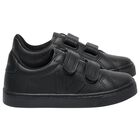 Boys Black Logo Leather Trainers, 1, hi-res