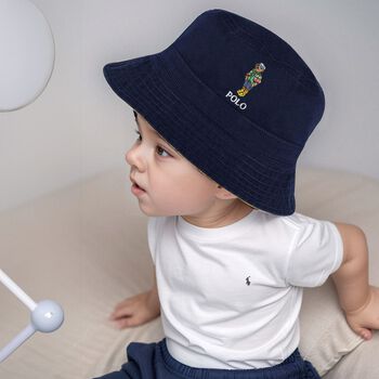 Boys Navy Blue & Yellow Reversible Hat