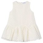 Girls White Sleeveless Tiered Dress, 1, hi-res