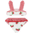 Girls White & Red Raspberries Swimsuit, 1, hi-res