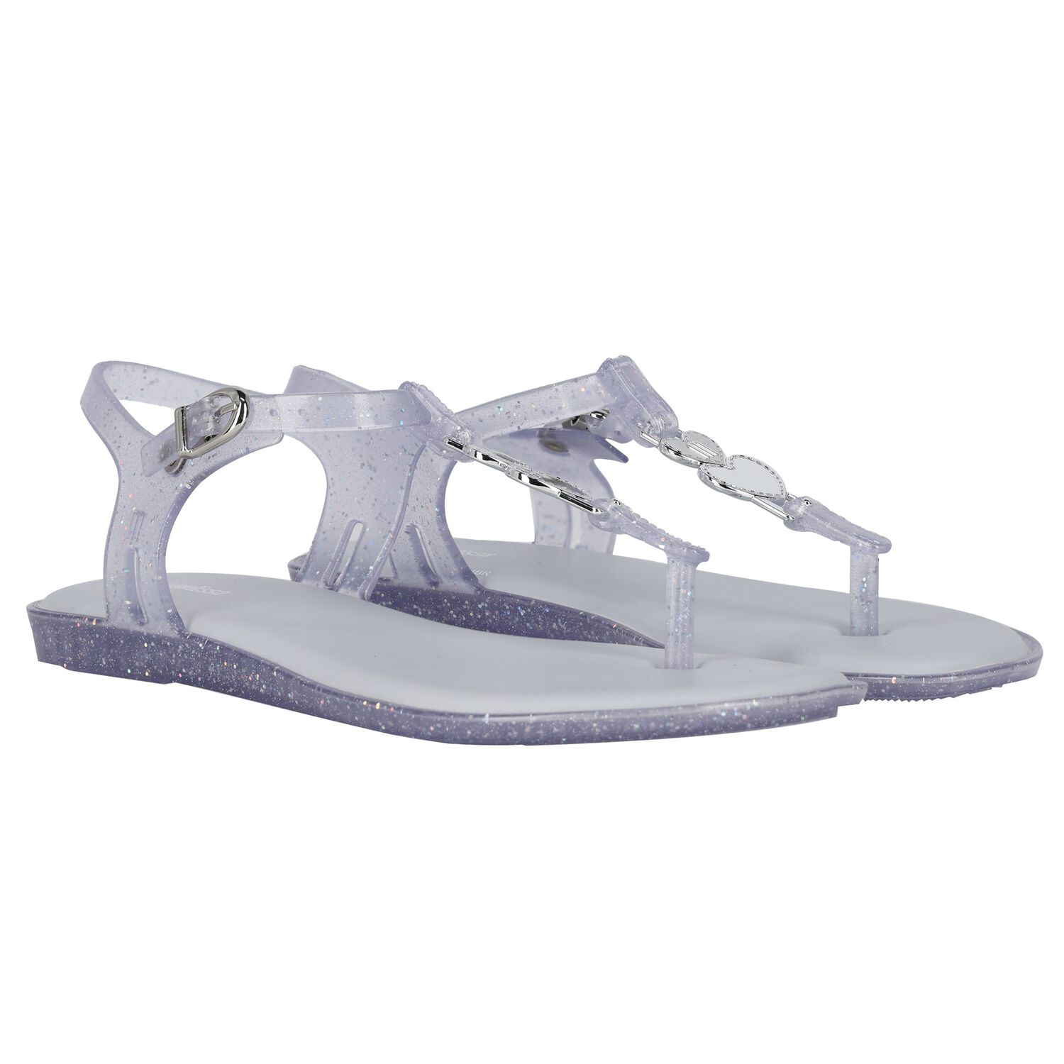 Girls White Glitter Solar Sandals, 1, hi-res image number null