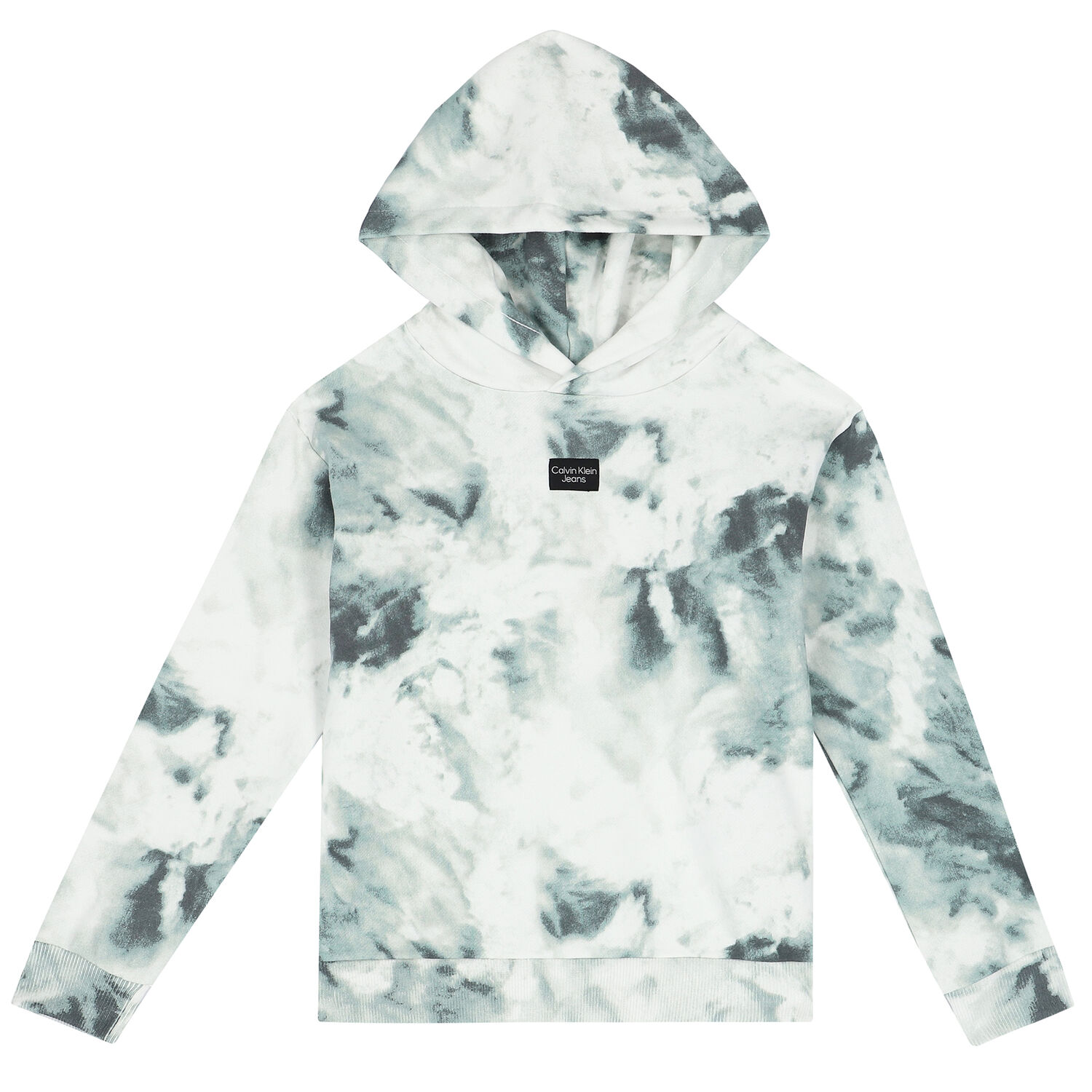 Blue & White Tie Dye Logo Hooded Top, 1, hi-res