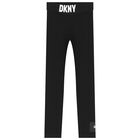Girls Black Logo Leggings, 1, hi-res