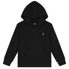 Boys Black Logo Hooded Top, 1, hi-res