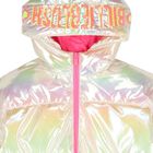 Girls Ivory Iridescent Puffer Coat, 1, hi-res
