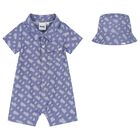 Baby Boys Blue Logo Rompers Gift Set, 1, hi-res