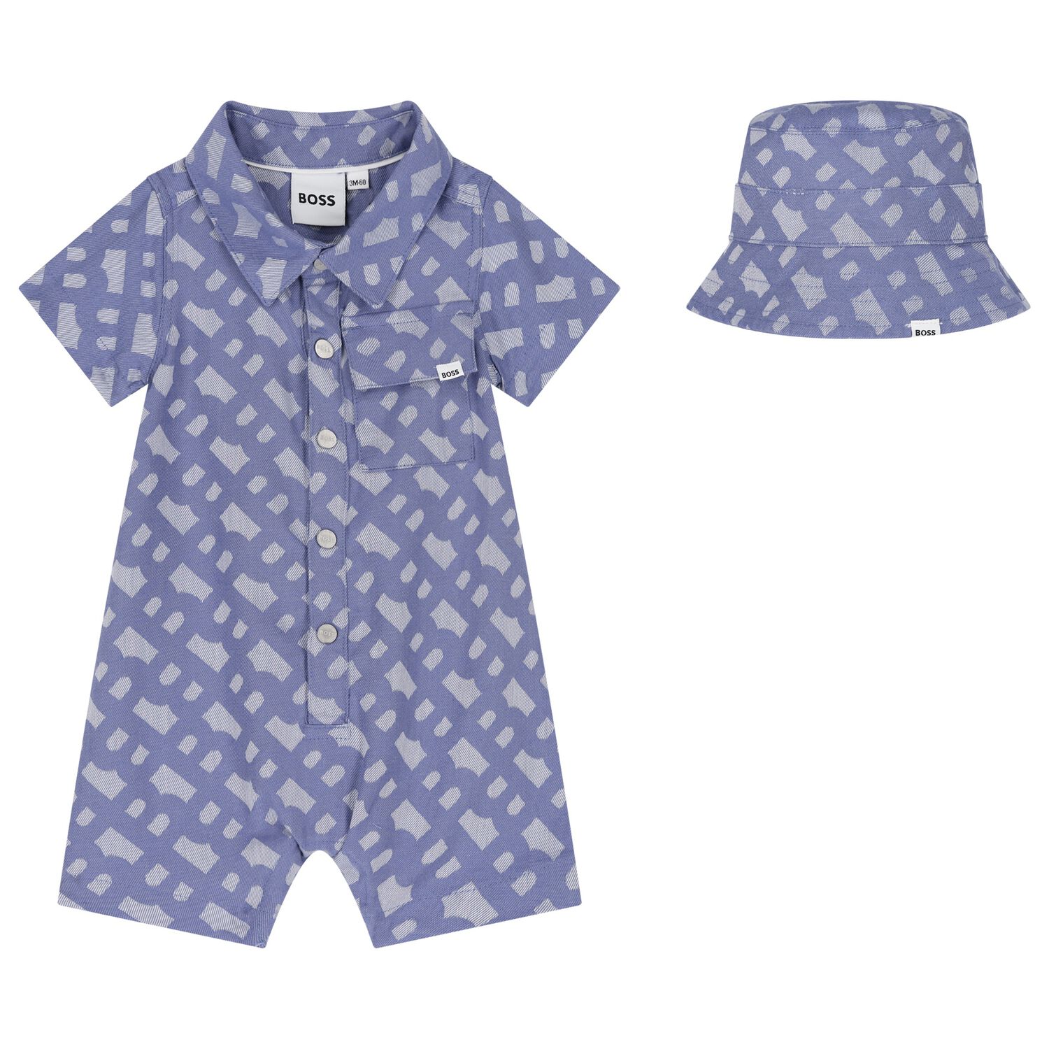 Baby Boys Blue Logo Rompers Gift Set, 1, hi-res