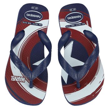 Boys Navy Blue Marvel Logo Flip Flops