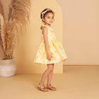 Girls Yellow & White Jacquard Dress, 1, hi-res