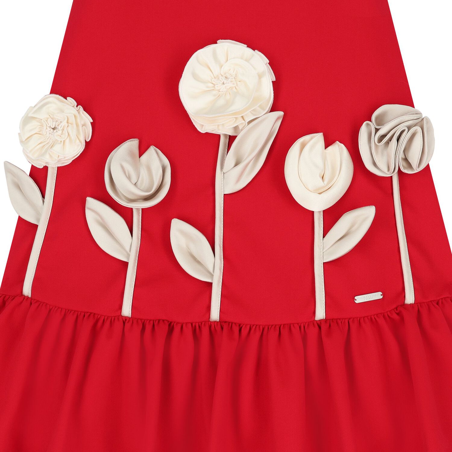 Girls Red Flower Dress, 1, hi-res