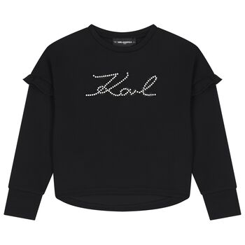 Mini Me Girls Black Logo Pearl Sweatshirt