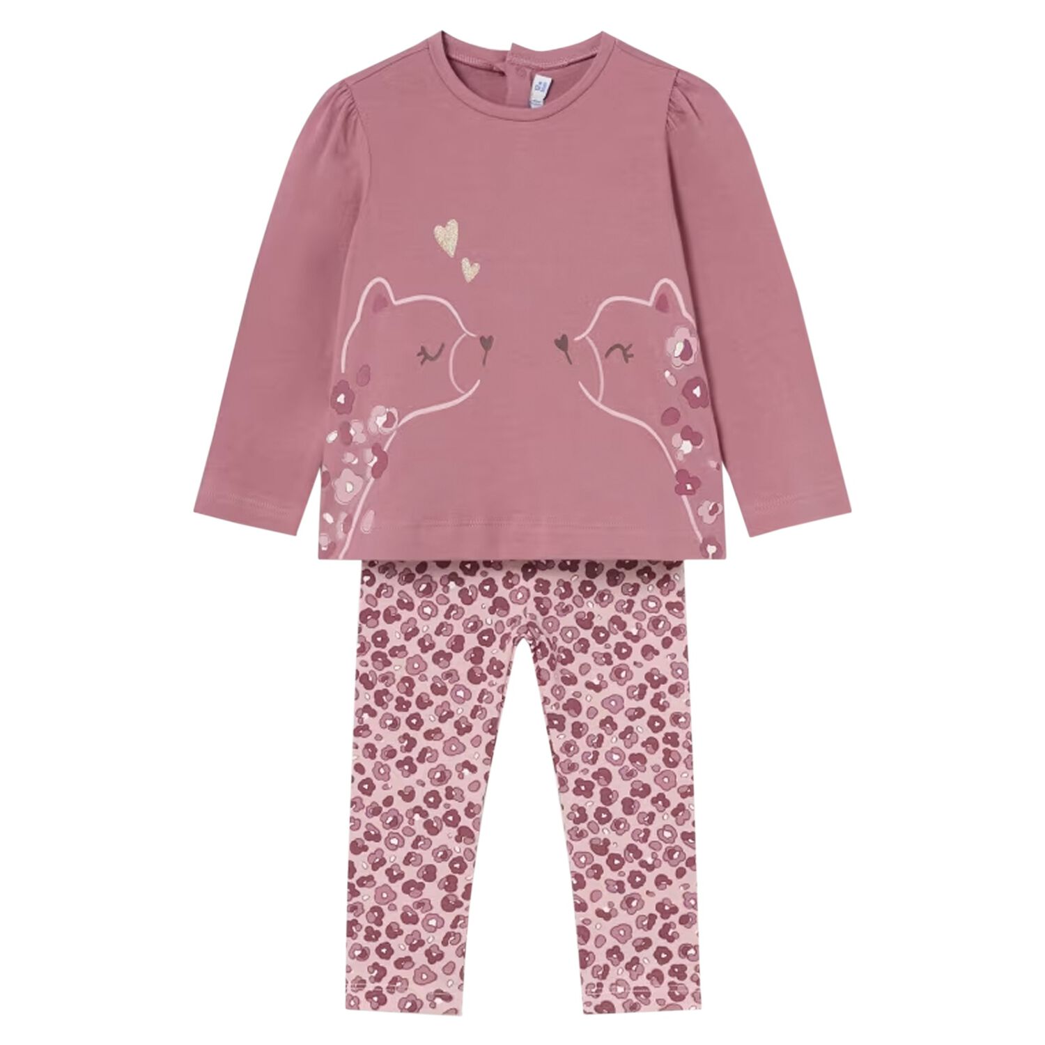 Younger Girls Pink Leopard Leggings Set, 1, hi-res