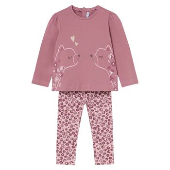 Younger Girls Pink Leopard Leggings Set